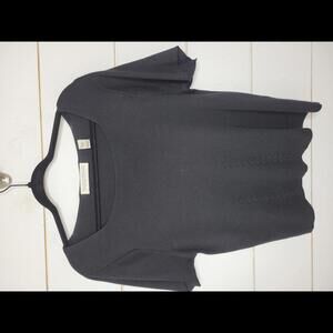 Valerie Stevens Pure Silk large black ribbed short sleeve sweater
